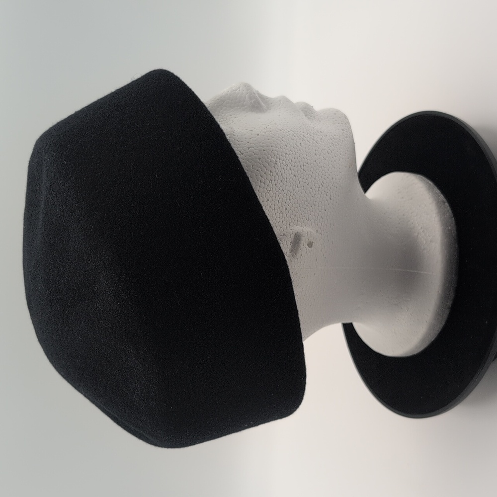 Parkhurst| Black Wool Hat Classic Silhouette With Gold Toned Stoned Leaf Brooch - Picture 4 of 10